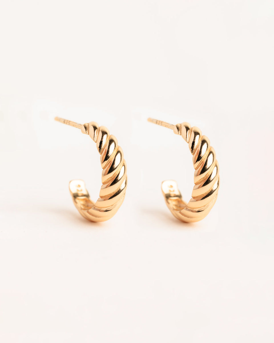 Gold Twisted Hoop Earrings | 18ct Gold Plate | Naledi Jewellery