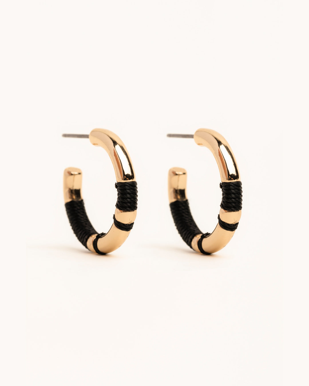 Black Threaded Hoop Earrings
