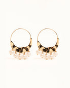 Gold Cascading Genuine Freshwater Pearl Hoop Earrings