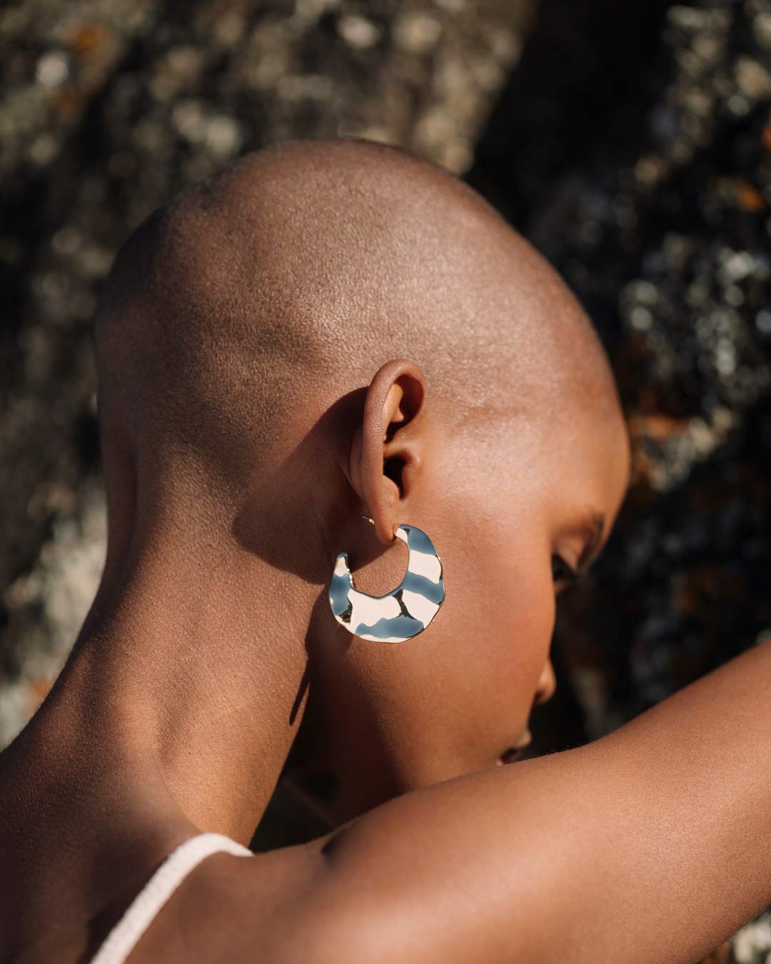Gold Eclipse Moon Stud Earrings