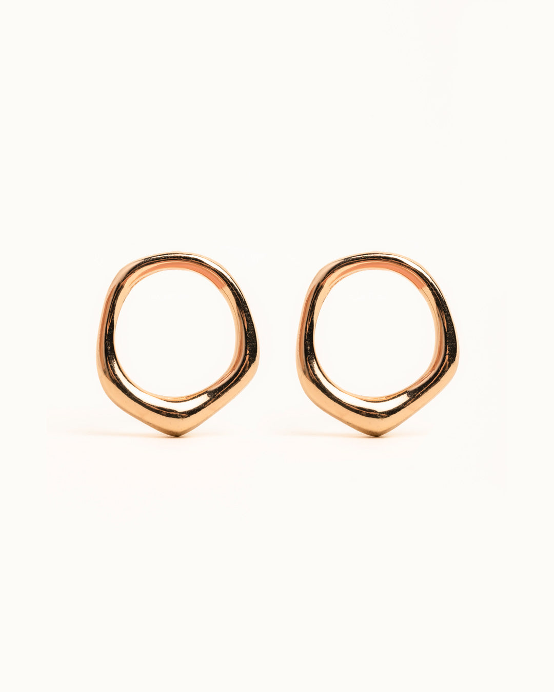 Gold Organic Ring Stud Earrings
