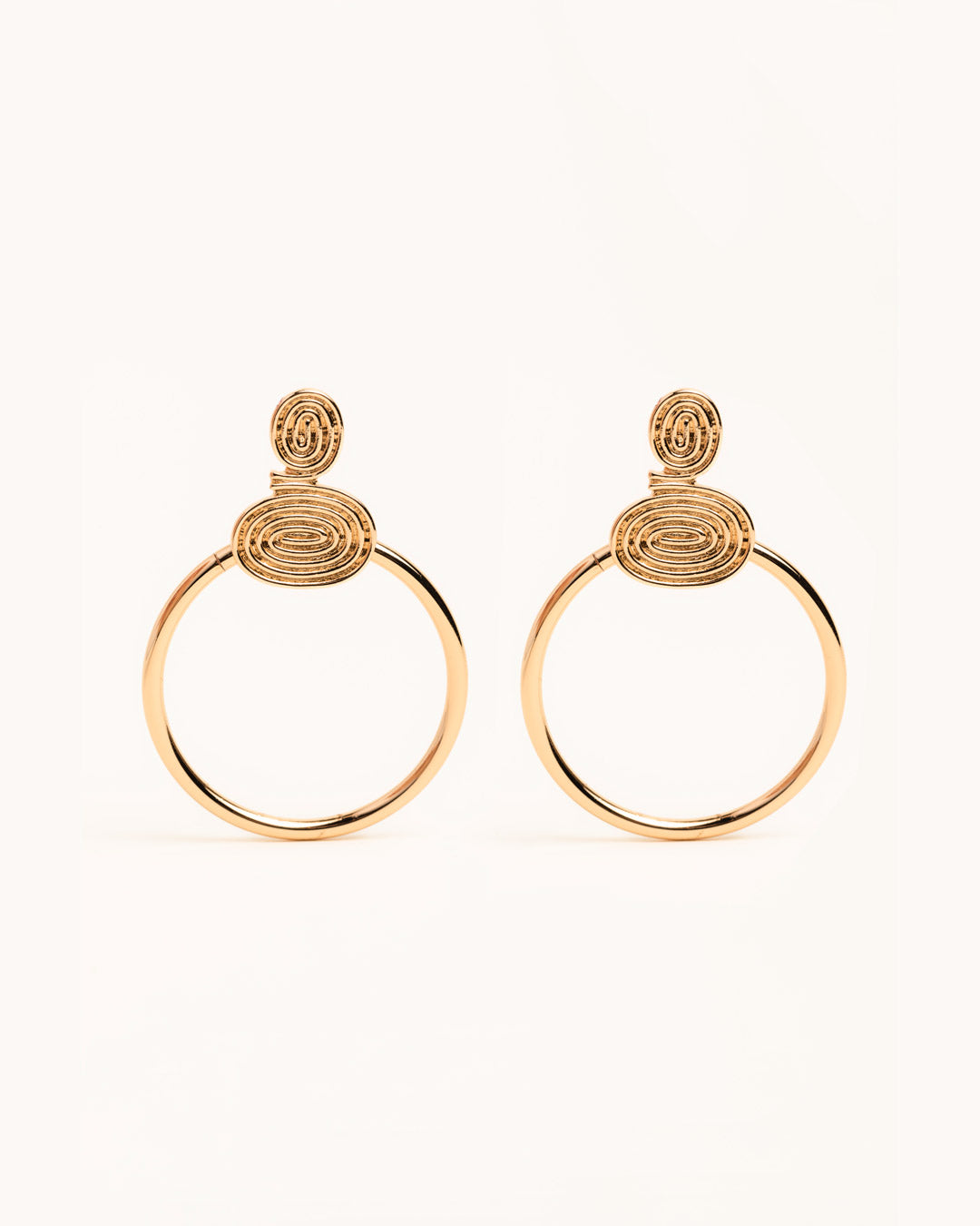 Gold Spiral Drop Stud Earrings