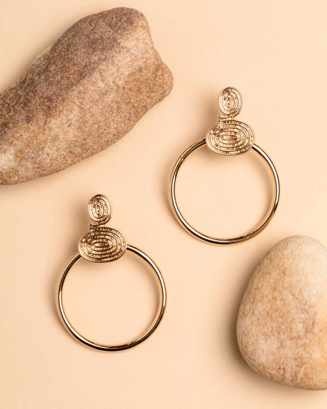 Gold Spiral Drop Stud Earrings