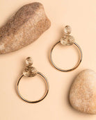 Gold Spiral Drop Stud Earrings