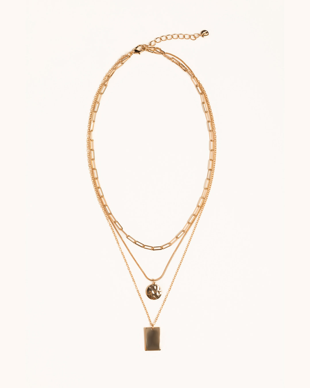 Gold Triple Strand Pendant Necklace