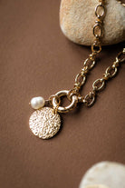 Genuine Freshwater Pearl & Disc Pendant Necklace