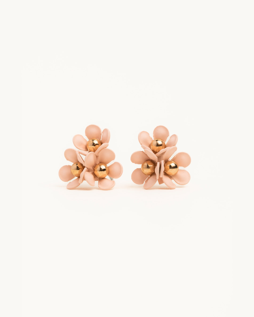 Pink Floral Cluster Stud Earrings