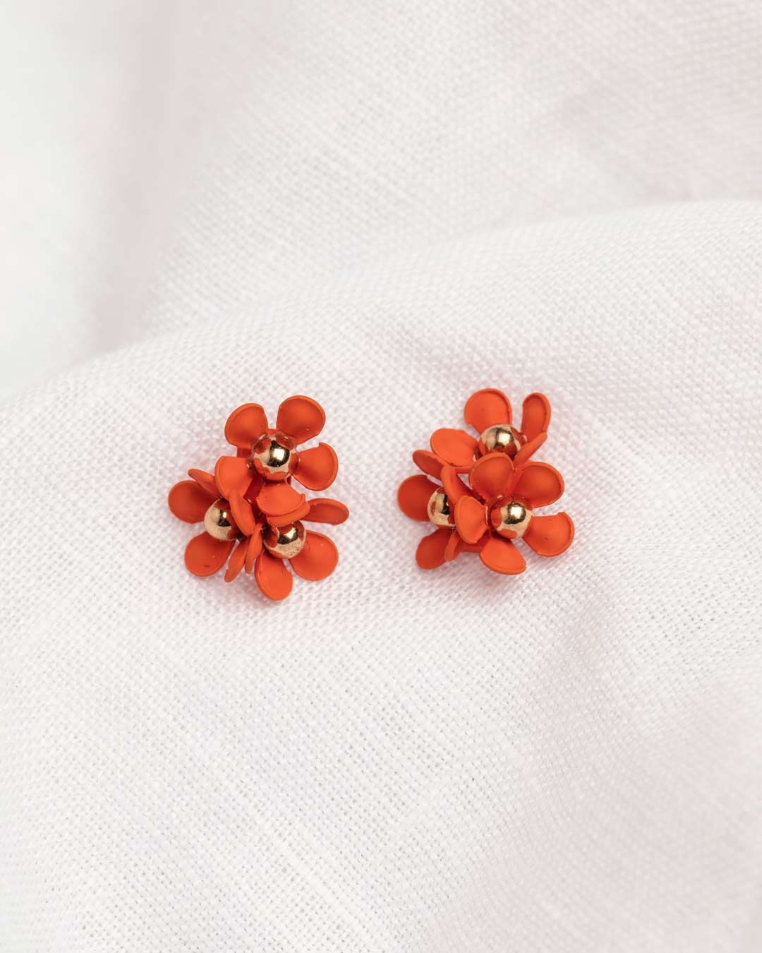Rust Floral Cluster Stud Earrings