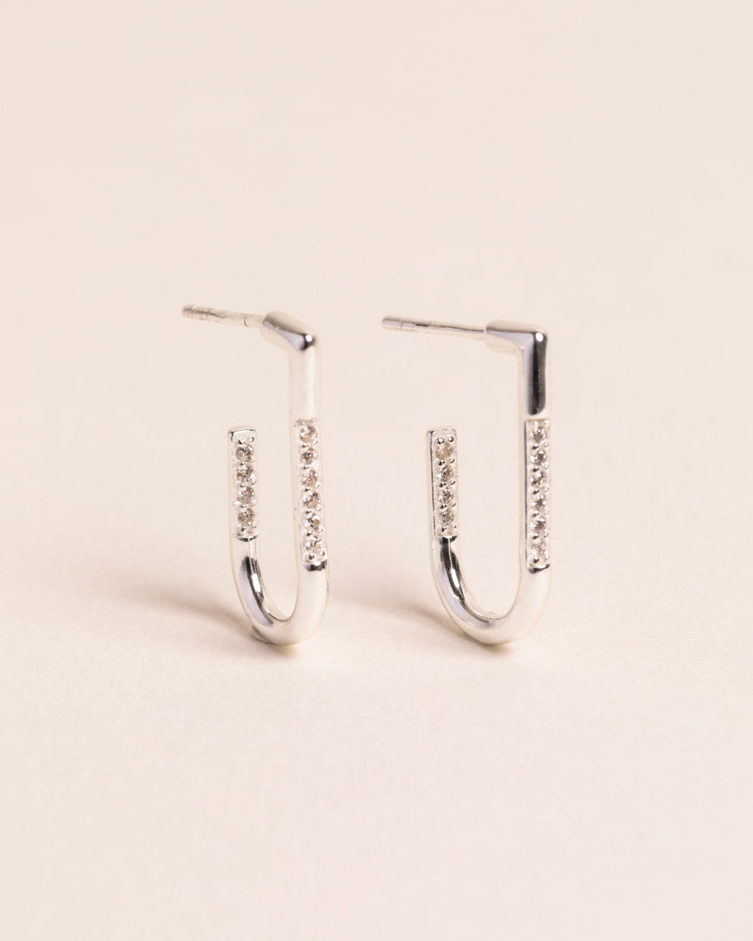925 Silver Flawless Crystal J-Shaped Hoop Earrings Earrings Jewellery Naledi 925