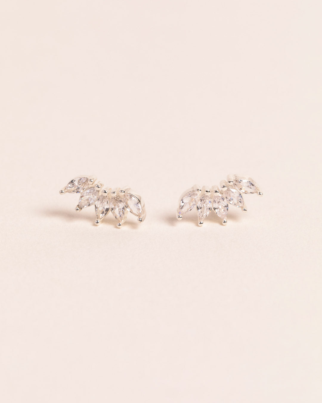 925 Silver Flawless Crystal Leaf Arch Stud Earring Earrings Jewellery Naledi 925