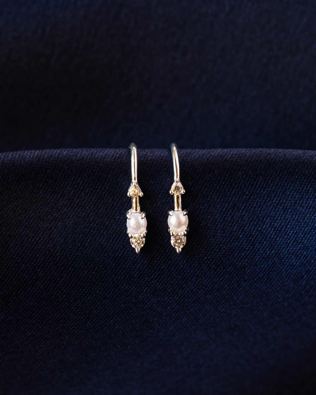 925 Silver Flawless Crystal & Freshwater Pearl Mini Loop Earrings Earrings Jewellery Naledi 925