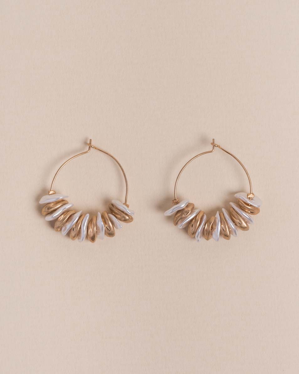 Freshwater Pearl Drop Hoop Earring - Naledi Jewellery