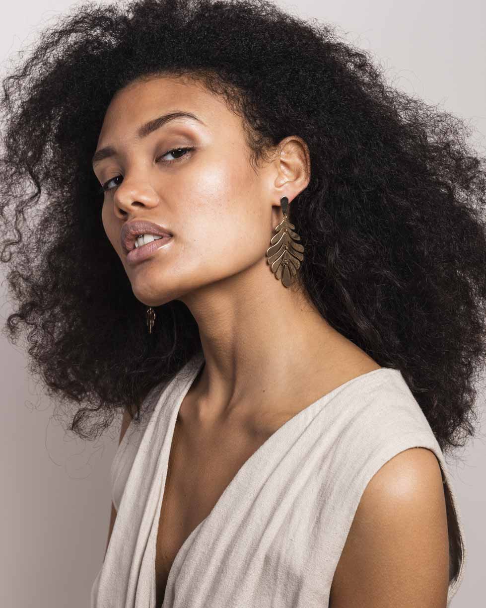 Leaf Statement Drop Earring - Naledi Jewellery
