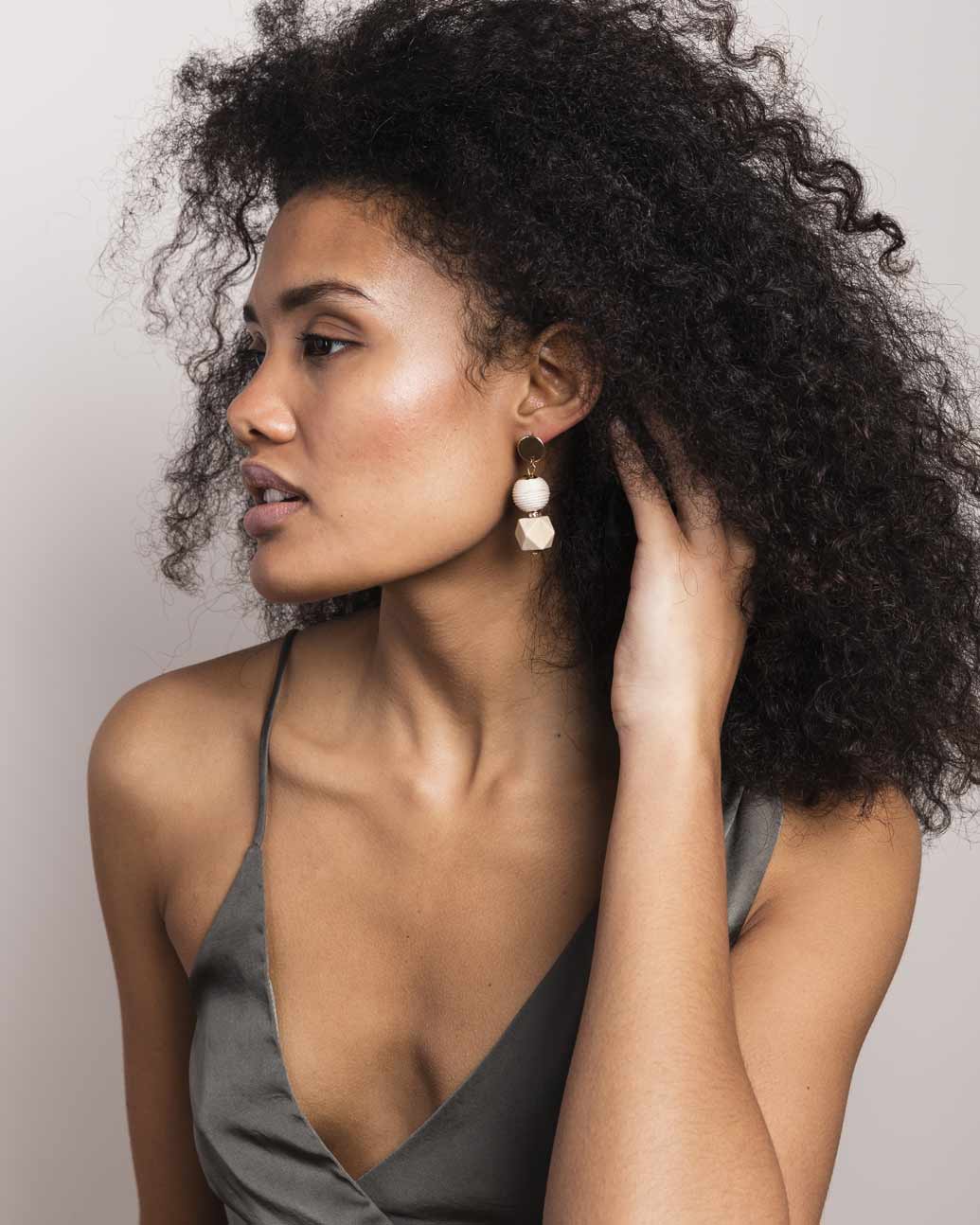 Wooden Bead Drop Earring - Naledi Jewellery