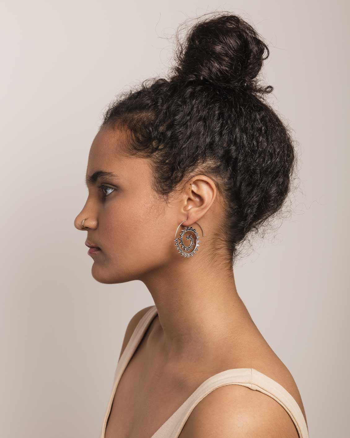 Studded Pin thru Hoop Earring - Naledi Jewellery