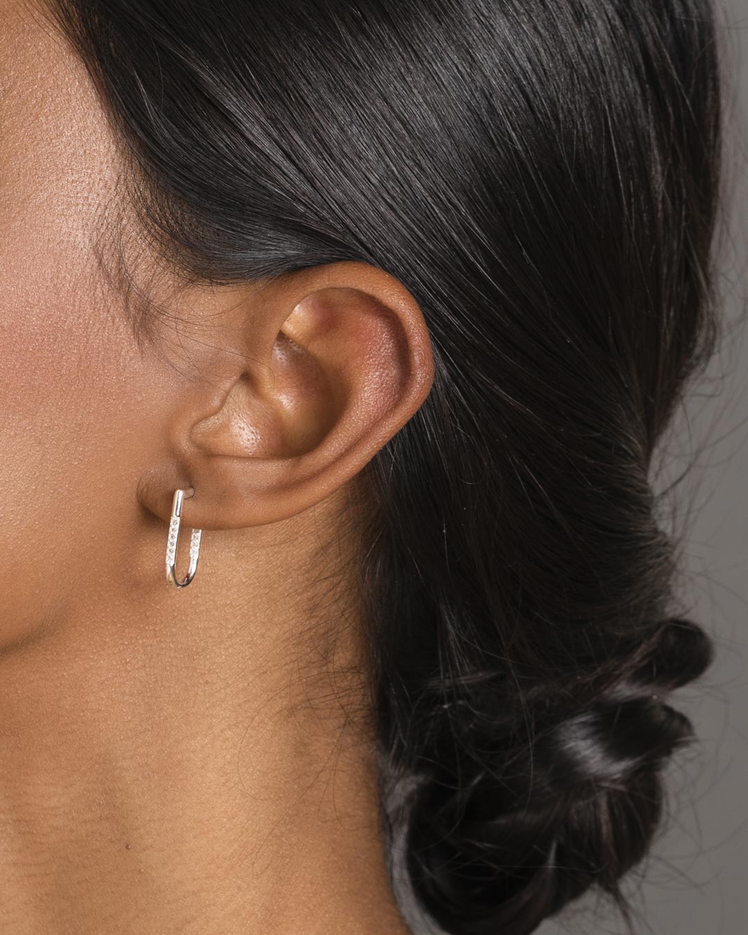 925 Silver Flawless Crystal J-Shaped Hoop Earrings Earrings Jewellery Naledi 925