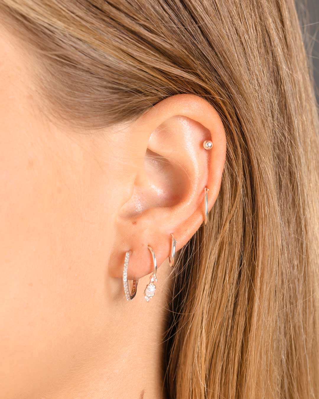 925 Silver Flawless Crystal & Freshwater Pearl Mini Loop Earrings Earrings Jewellery Naledi 925