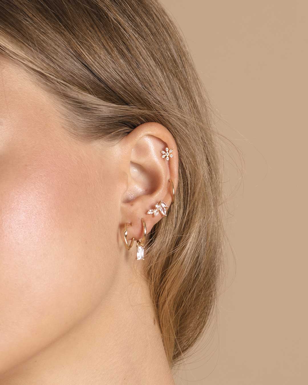 18ct Gold Vermeil Flawless Crystal Tear Drop Crawler Earrings Jewellery Naledi 925