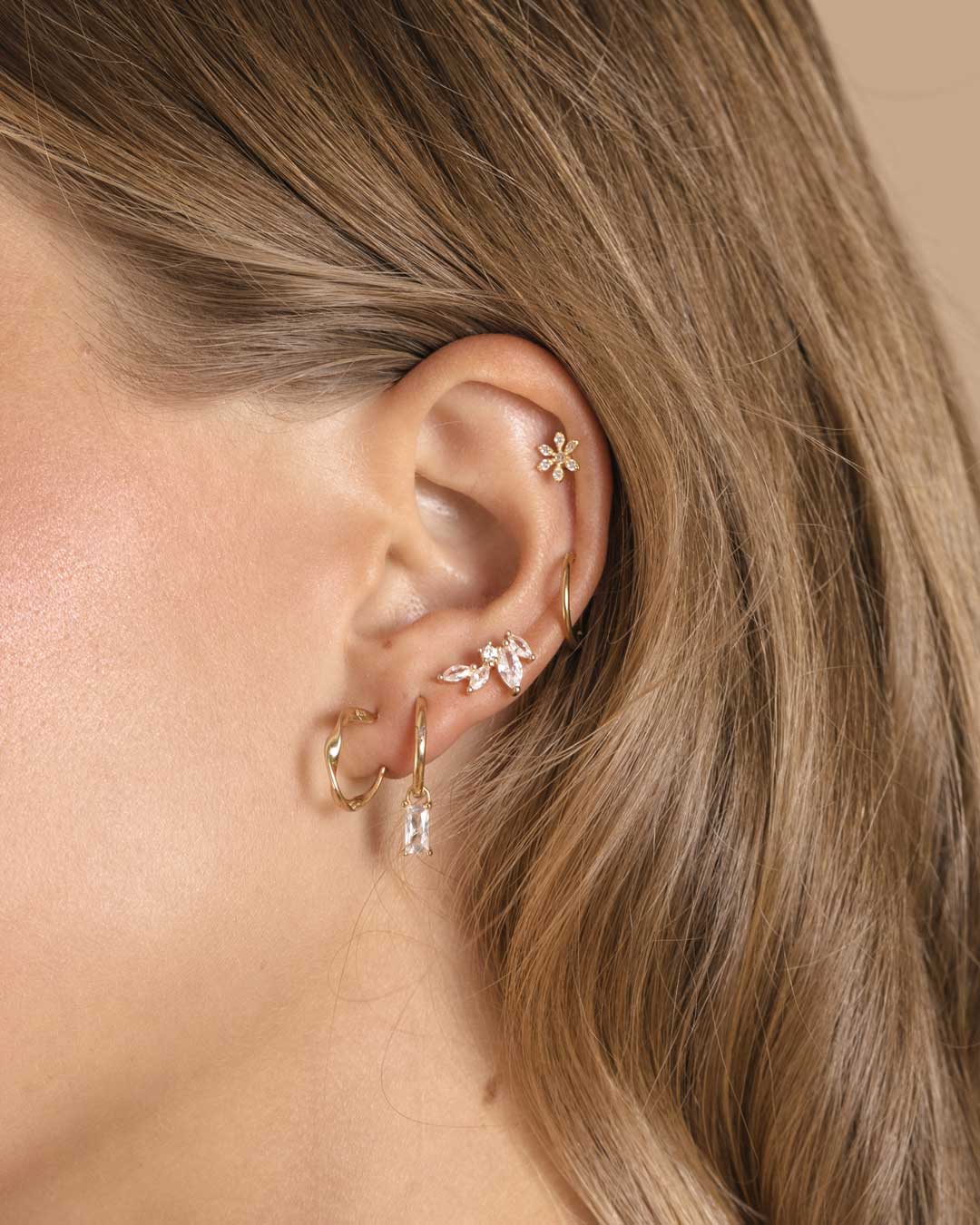 18ct Gold Vermeil Flawless Crystal Flower Stud Earrings Jewellery Naledi 925