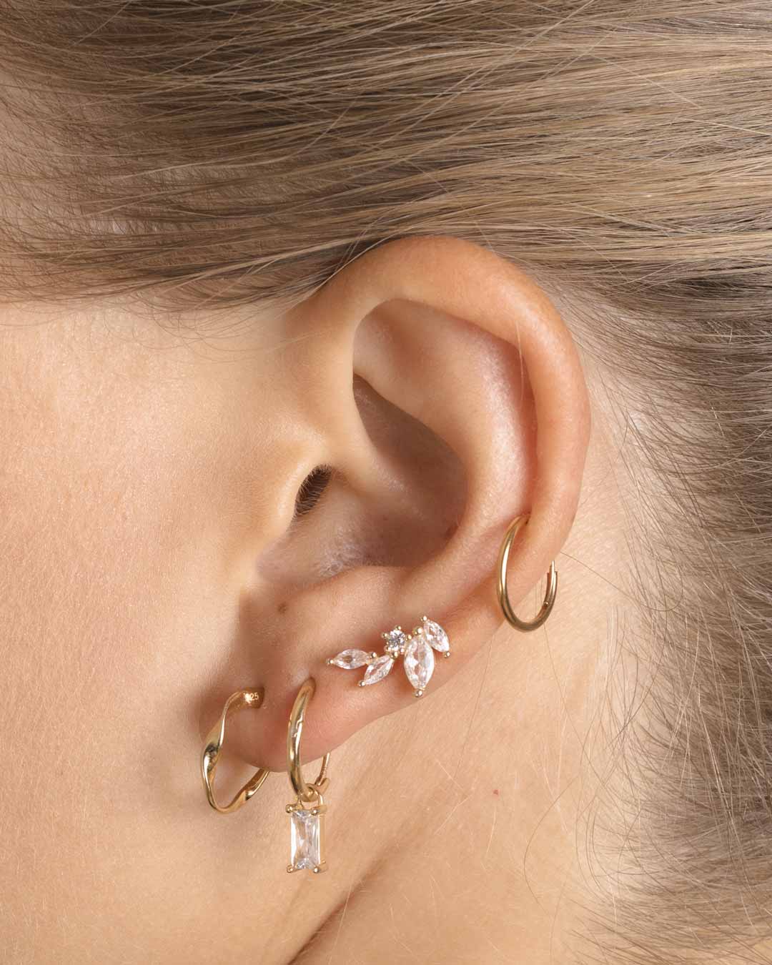 18ct Gold Vermeil Flawless Crystal Tear Drop Crawler Earrings Jewellery Naledi 925