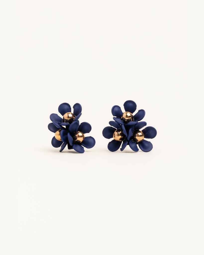 Cobalt Floral Cluster Earrings