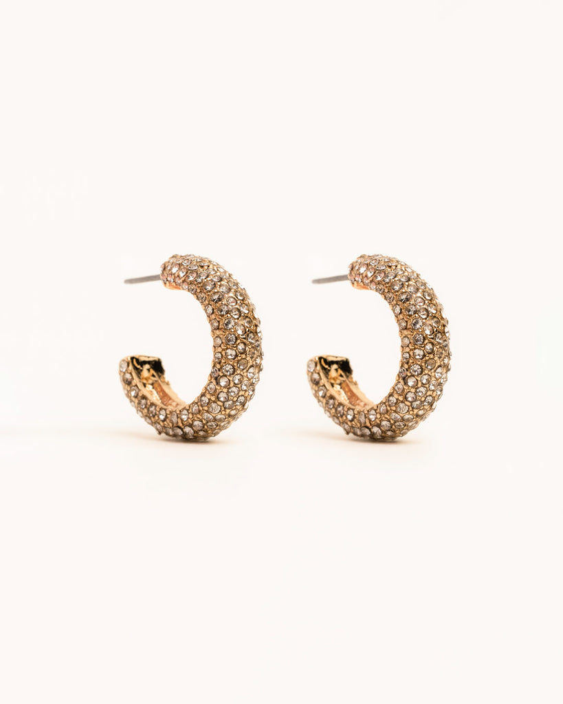 Encrusted Flawless Crystal Gold Hoop Earrings