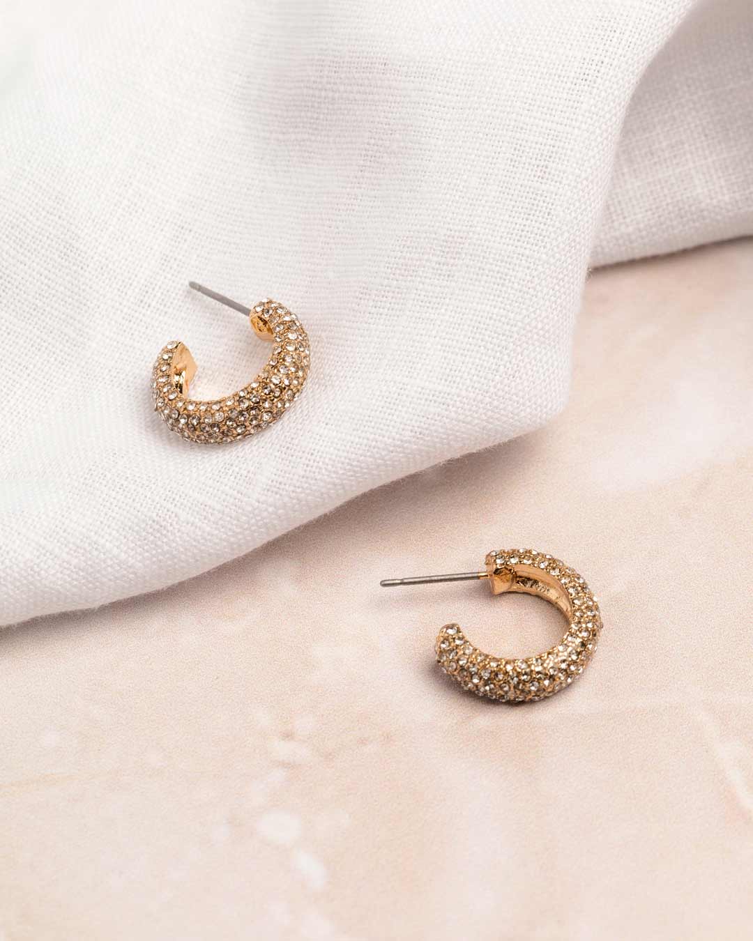 Gold crystal hoop on sale earrings