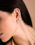 Encrusted Flawless Crystal Silver Hoop Earrings
