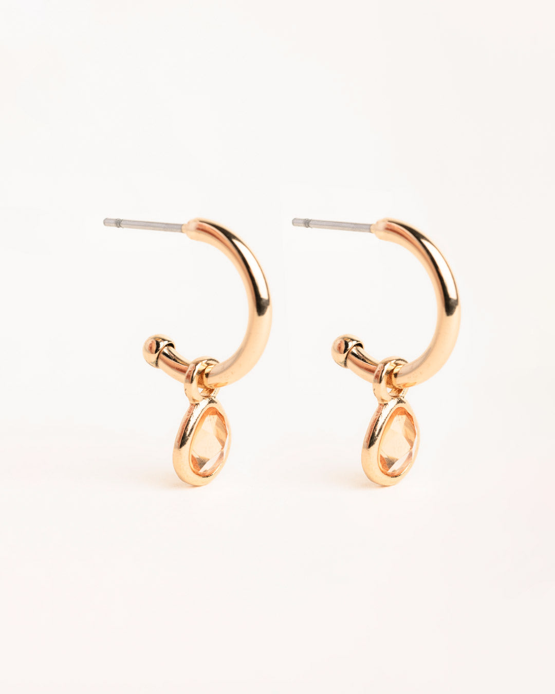 Flawless Golden Topaz Crystal Pendant Drop Hoop Earrings