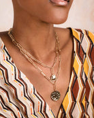 Gold Chain Link Multi Pendant Disc Necklace