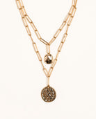 Gold Chain Link Multi Pendant Disc Necklace