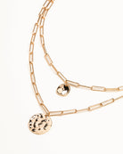 Gold Chain Link Multi Pendant Disc Necklace