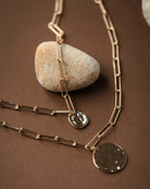Gold Chain Link Multi Pendant Disc Necklace