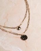 Gold Chain Link Multi Pendant Disc Necklace