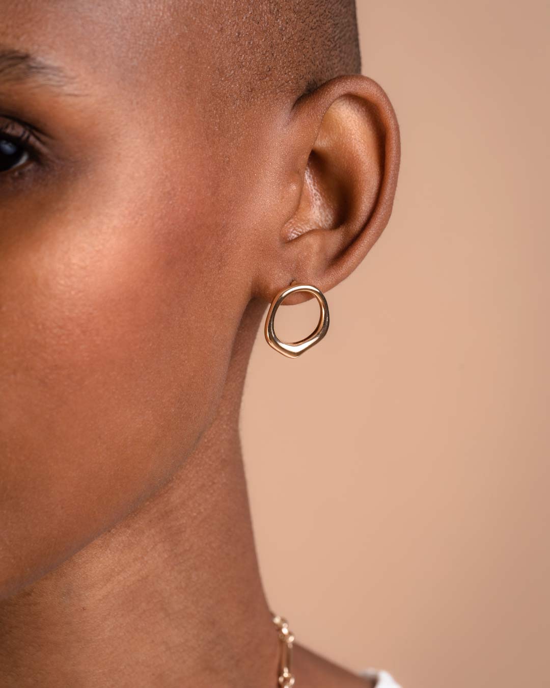 Gold Organic Ring Stud Earrings