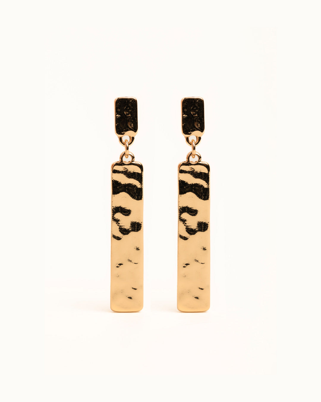 Gold Rectangular Drop Stud Earrings