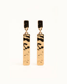 Gold Rectangular Drop Stud Earrings