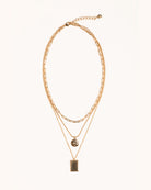 Gold Triple Strand Pendant Necklace