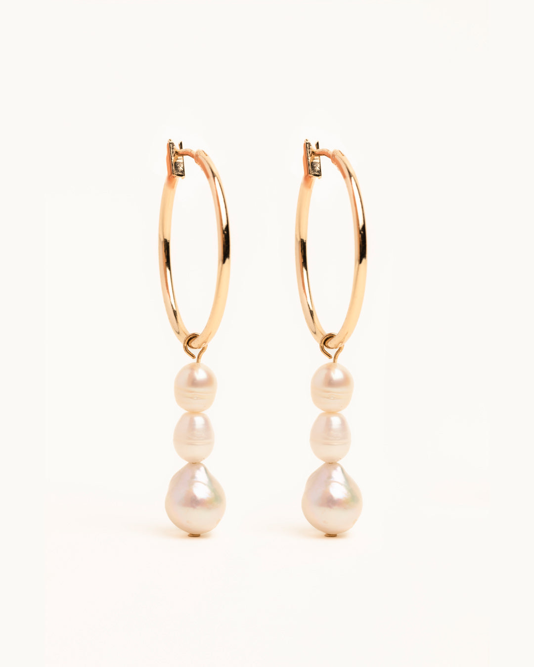 Genuine Freshwater Pearl Stacked Hoop Earrings