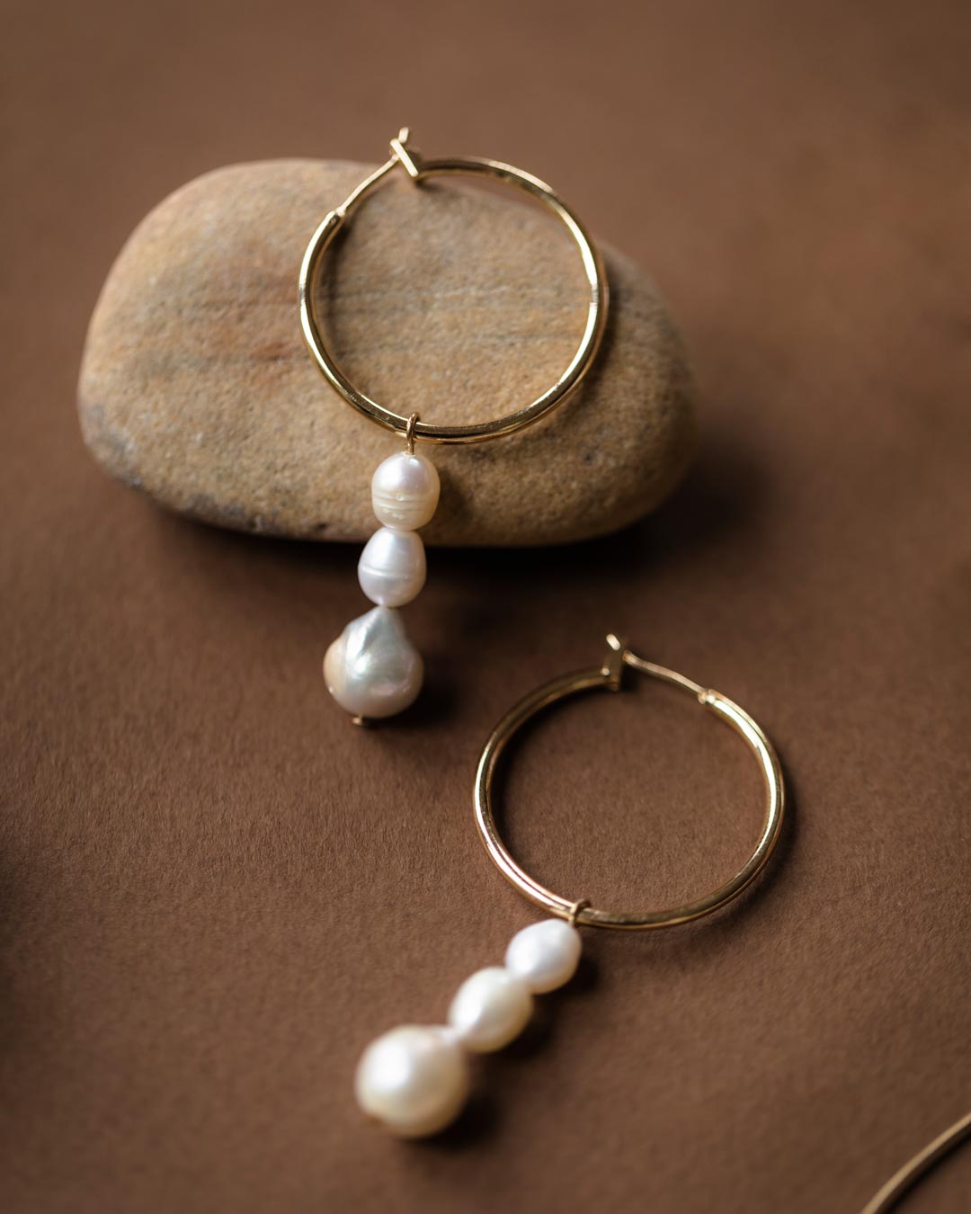 Genuine Freshwater Pearl Stacked Hoop Earrings