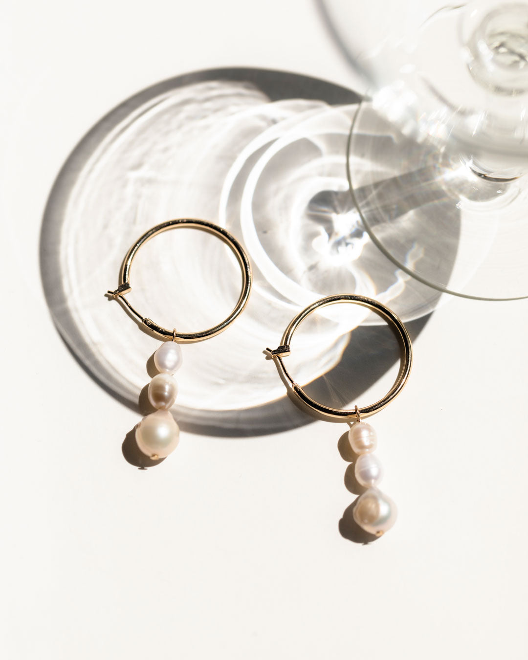 Genuine Freshwater Pearl Stacked Hoop Earrings