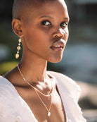 Genuine Freshwater Pearl and Gold Strand Earrings