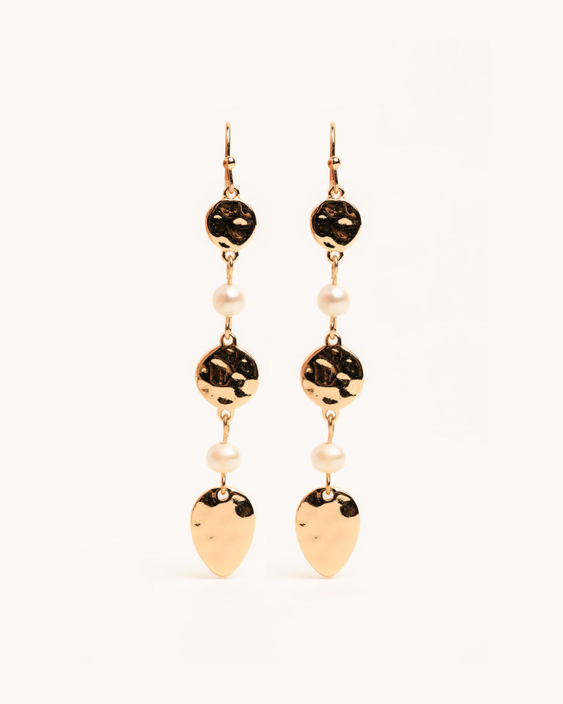 Genuine Freshwater Pearl and Gold Strand Earrings