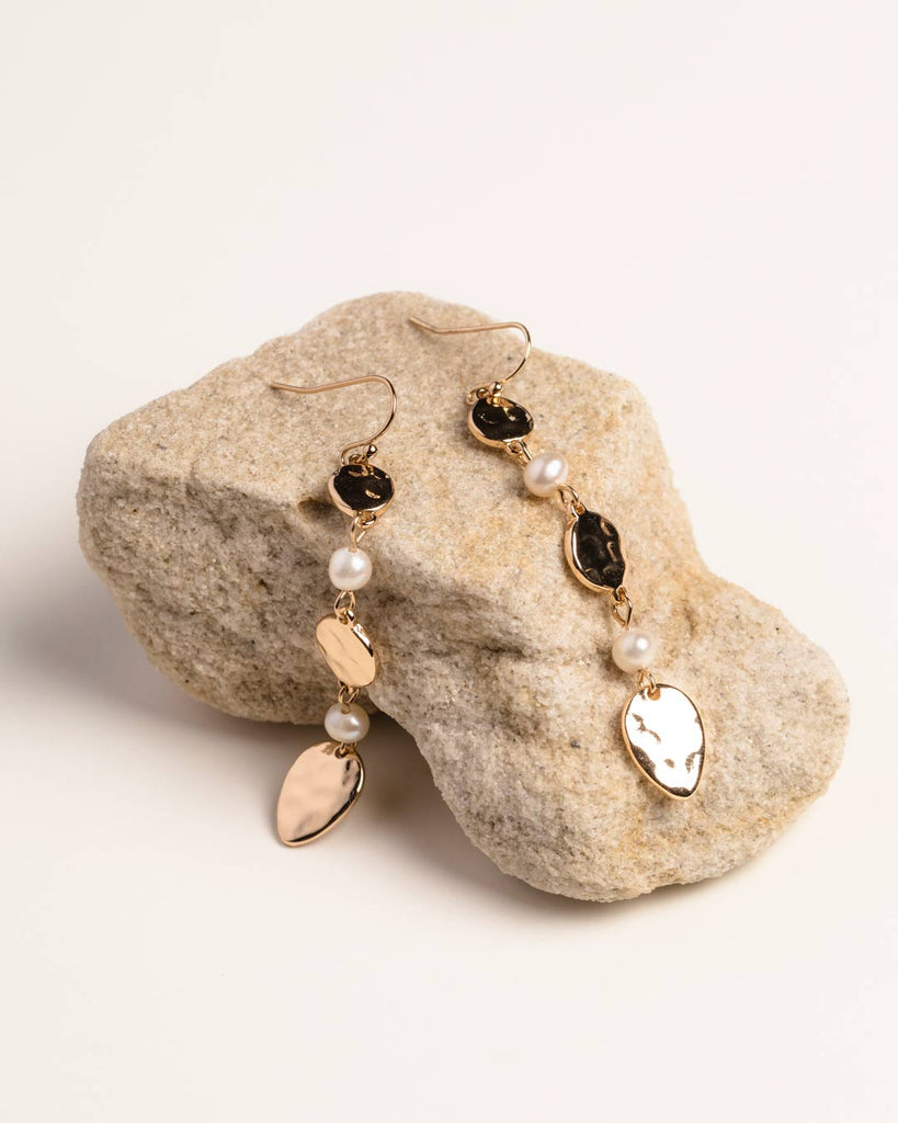 Genuine Freshwater Pearl and Gold Strand Earrings