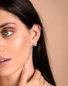Pink Floral Cluster Stud Earrings