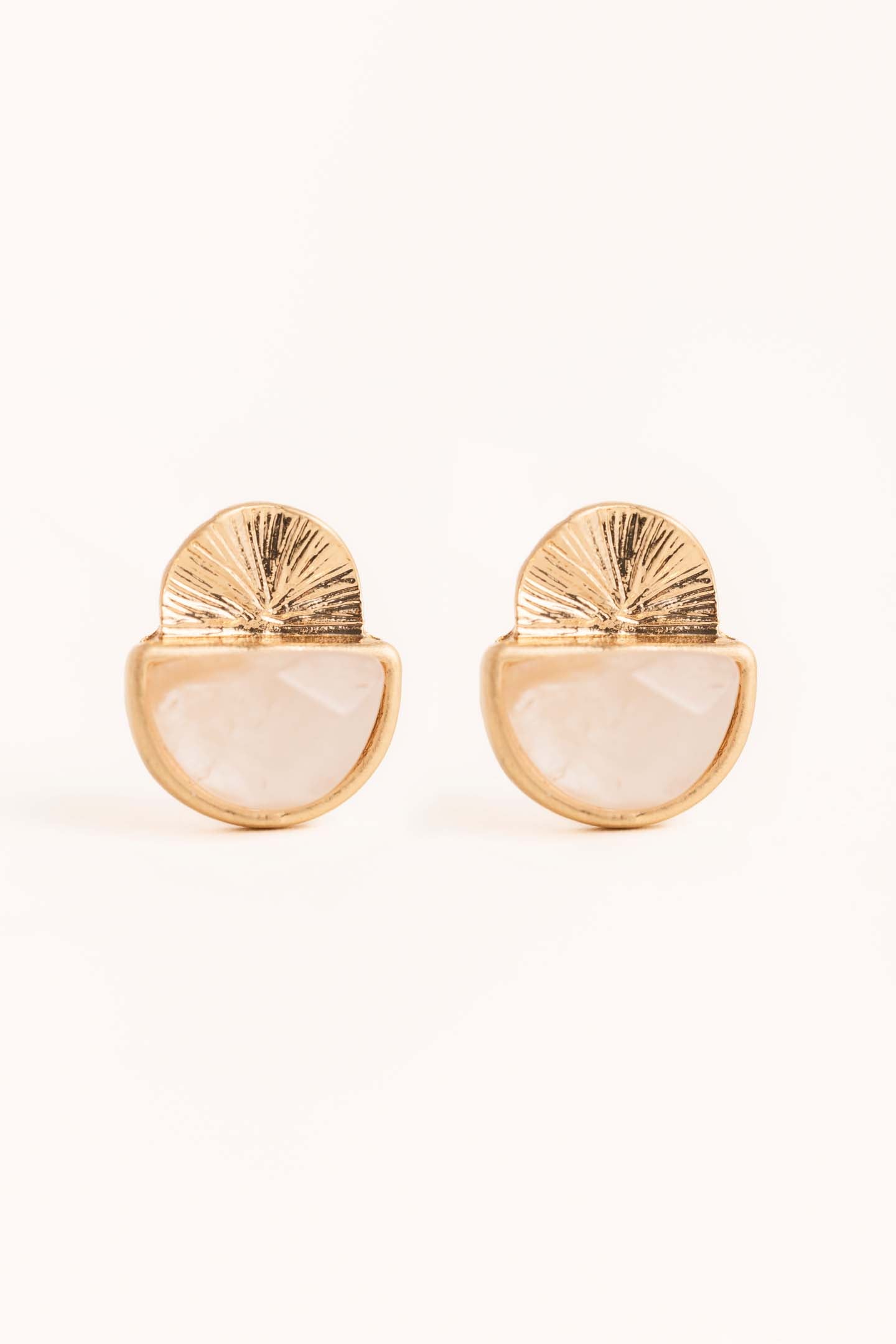 Organic Arch Rose Quartz Studs