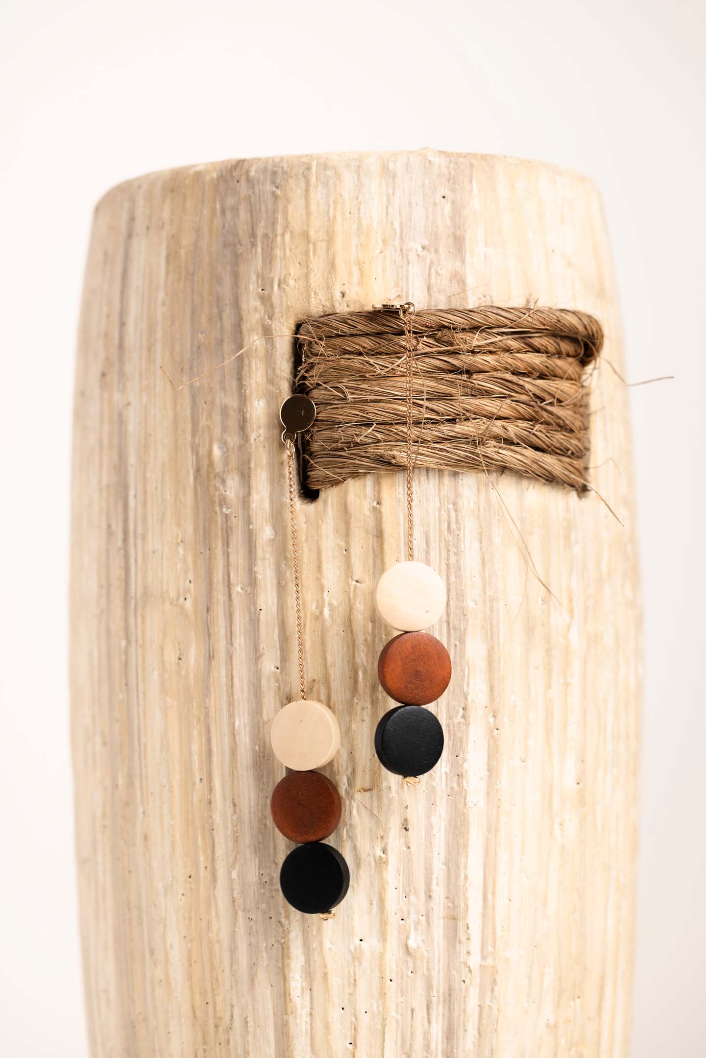 Wood Disc Drop Earrings