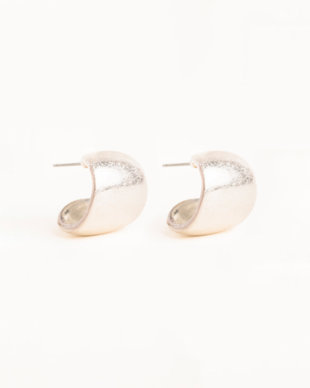 Silver Curved Stud Earrings