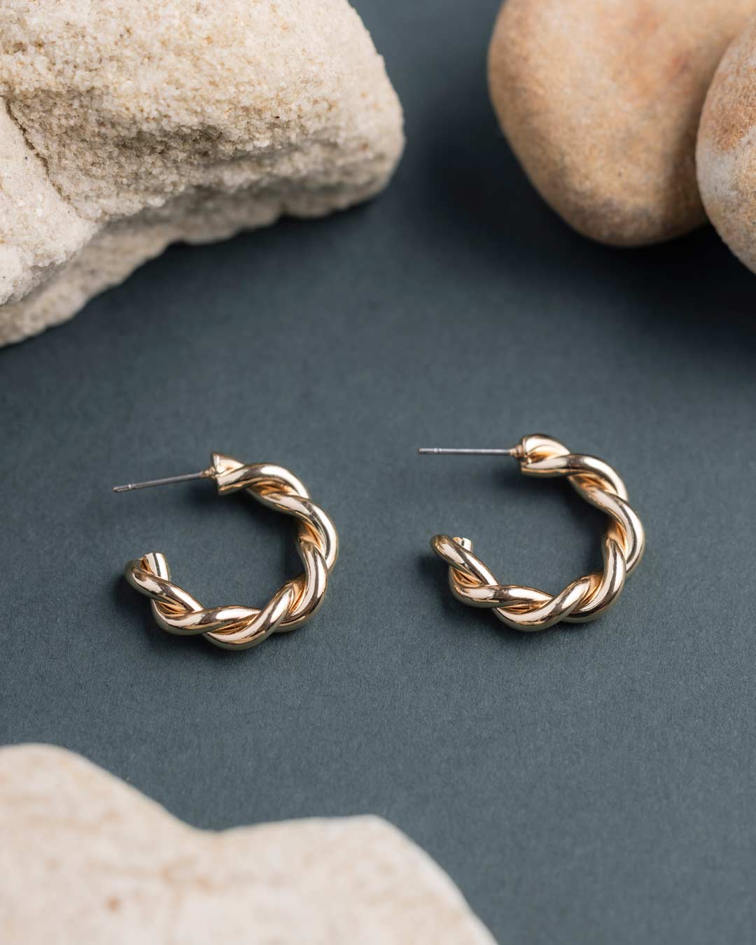 Gold Twisted Mini Hoop Earrings