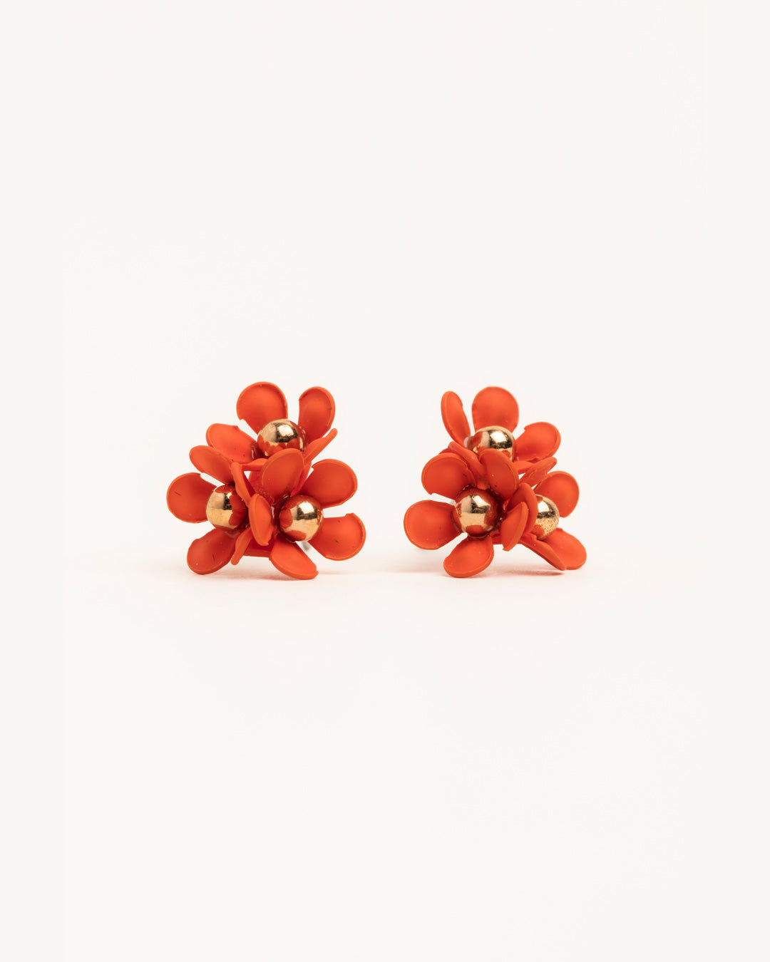 Rust Floral Cluster Stud Earrings